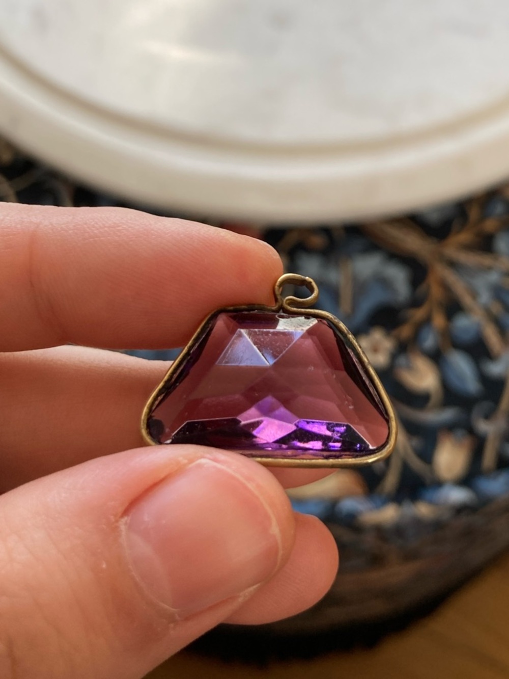 Antique Victorian Bezel Set Faceted Paste Glass Fob Charm Pendant